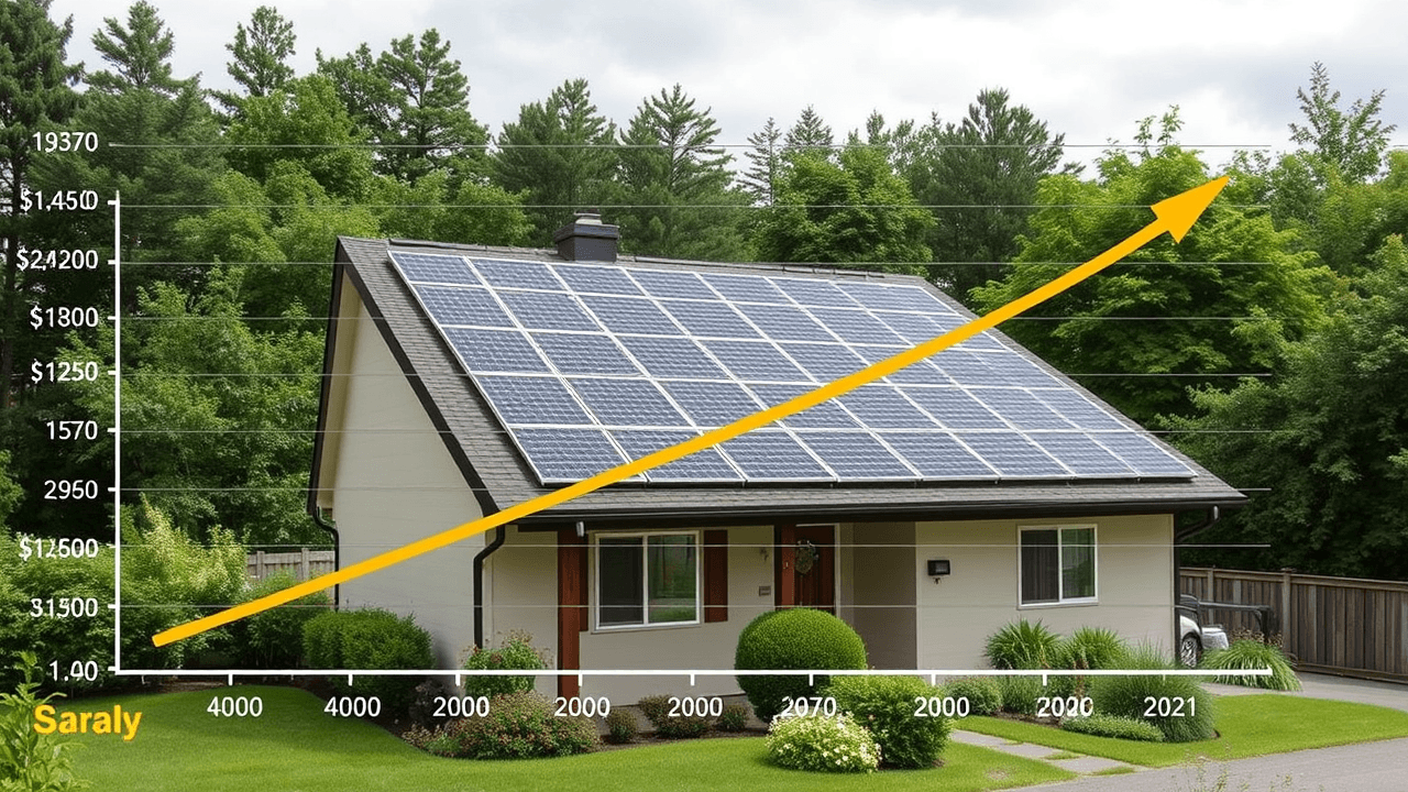 Puzzle pieces fitting together with solar panel and money icons