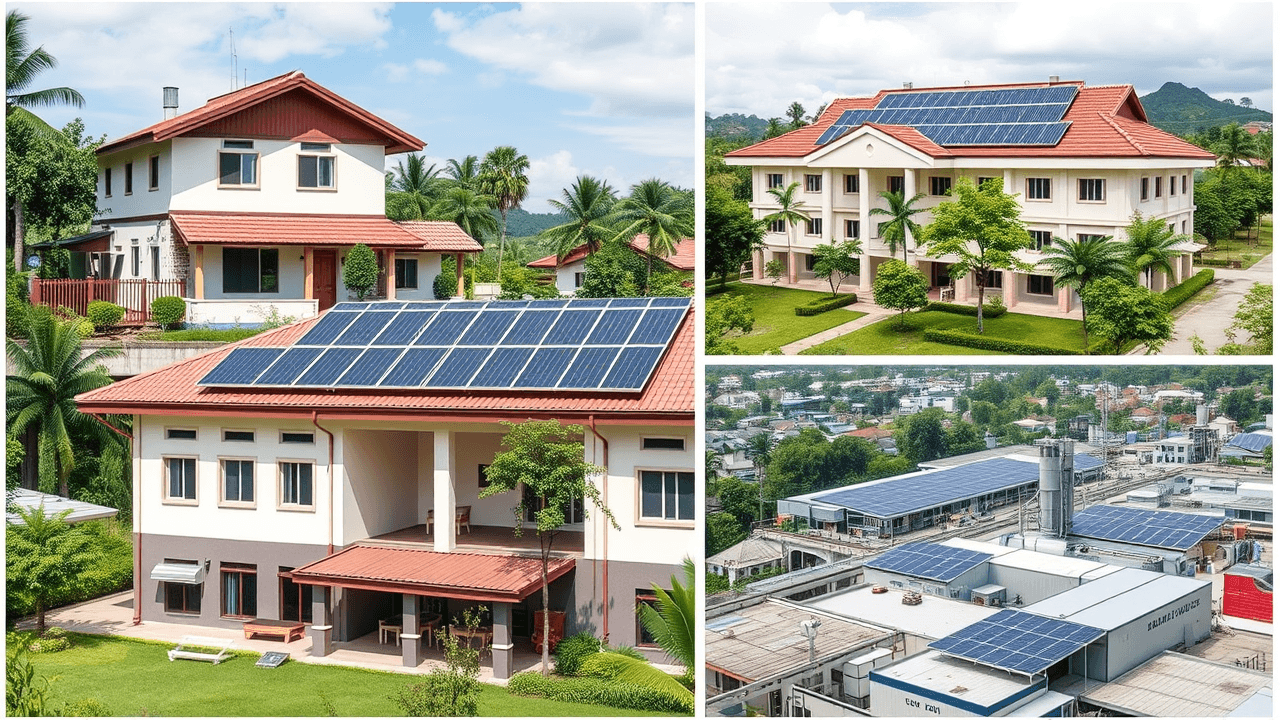 Icons representing house, government building, and factory, indicating different NEM schemes