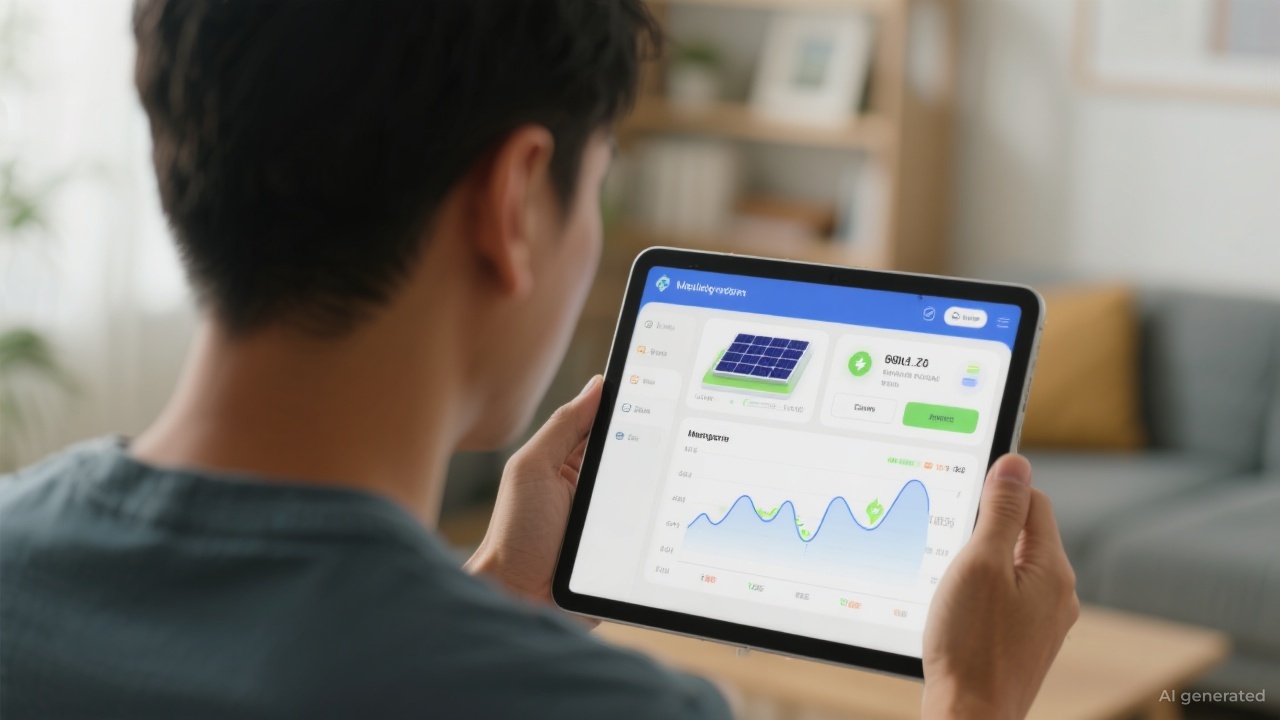 A person checking a solar monitoring app on their smartphone.